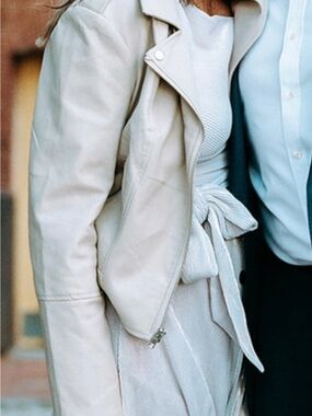 Steve Madden Cream Leather Moto Jacket- worn once